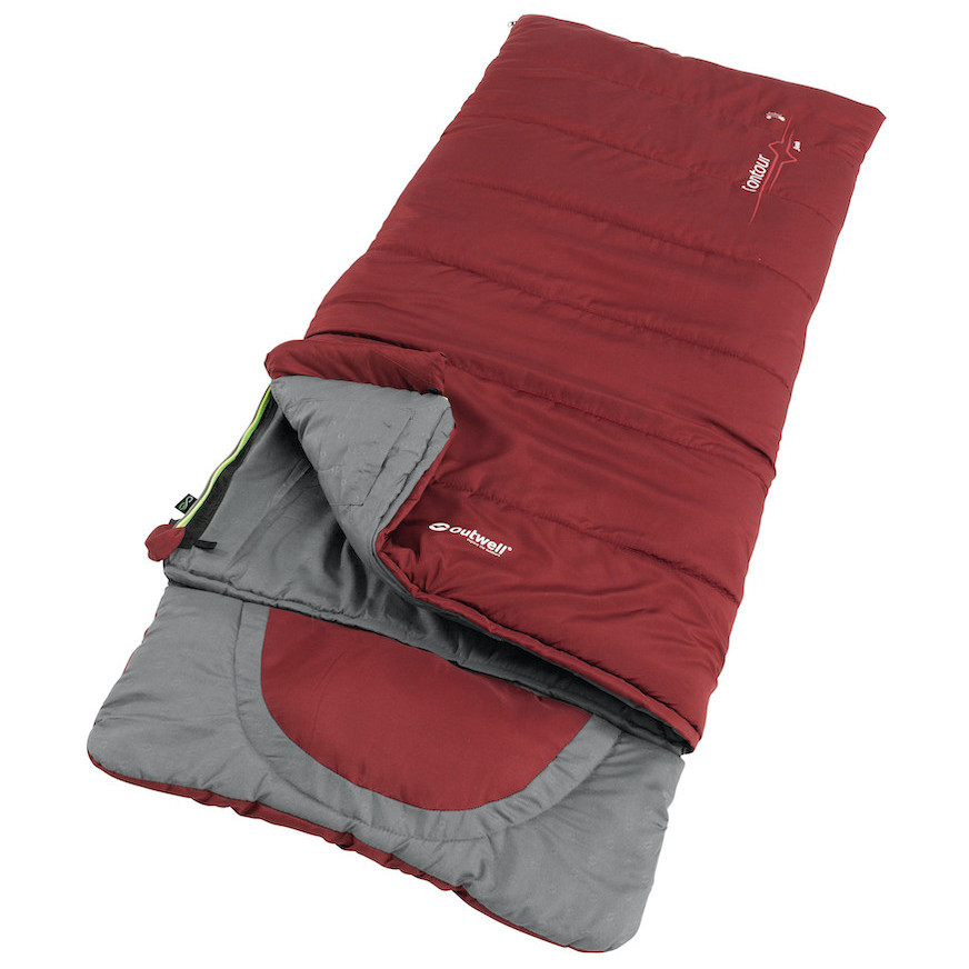 Dětský spacák Outwell Contour Junior Zip: Levý / Barva: červená