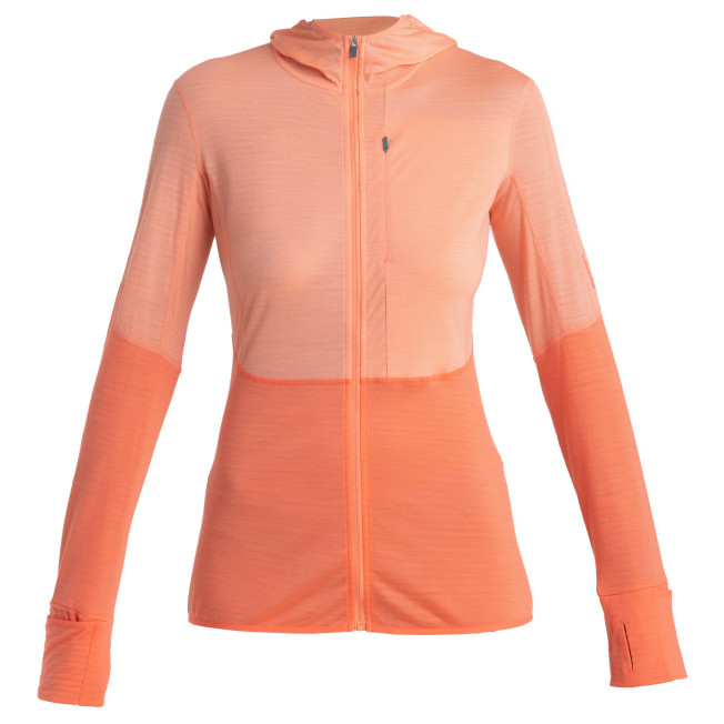 Dámská funkční mikina Icebreaker Women Merino 200 Realfleece™ Descender LS Zip Hoodie Velikost: M / Barva: oranžová