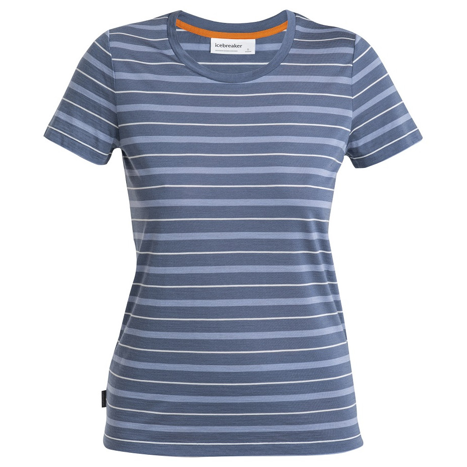 Dámské triko Icebreaker Women Wave SS Tee Stripe Velikost: M / Barva: modrá