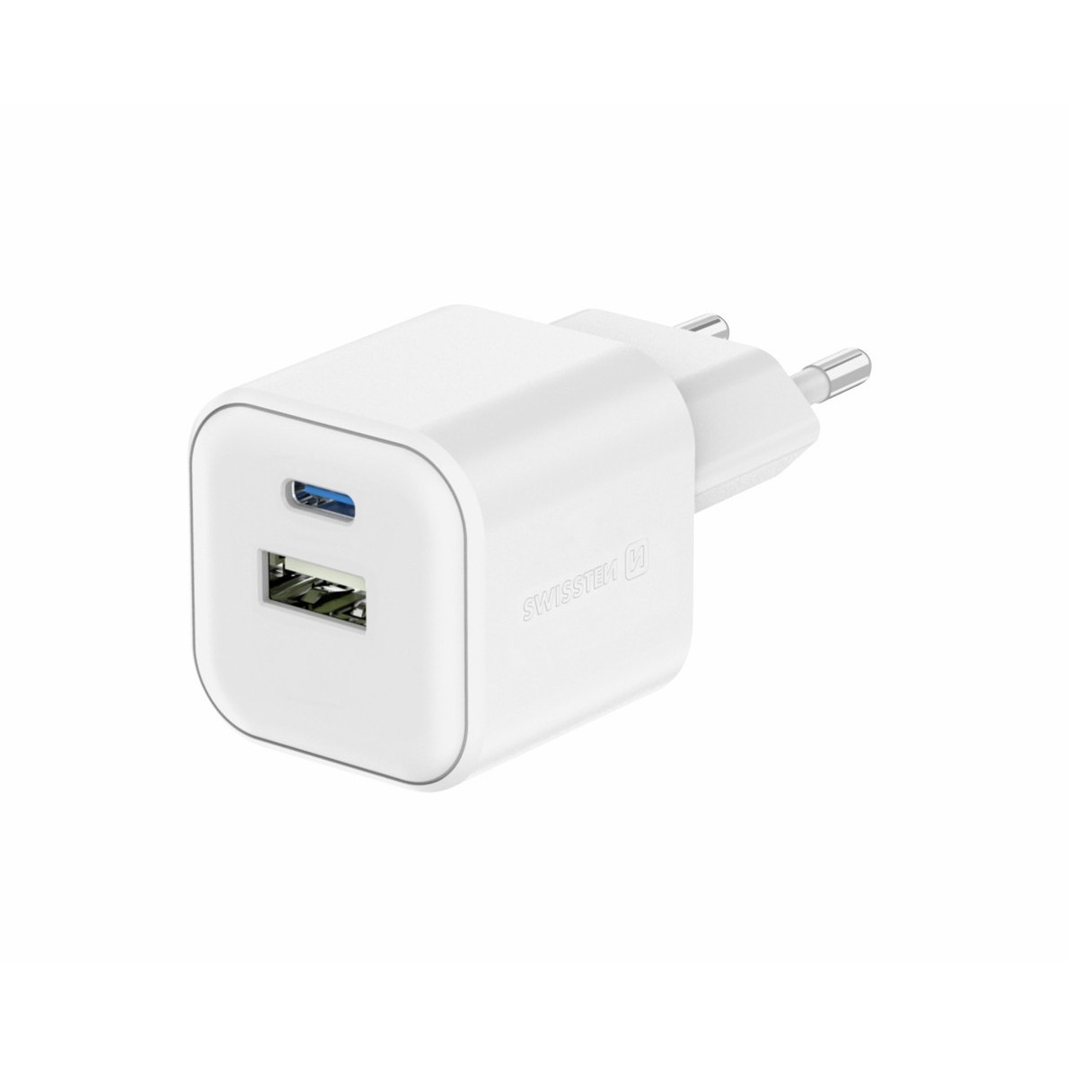 Nabíječka Swissten TRAVEL CHARGER GaN 1x USB-C 35W PD + 1x USB-A 27W QC Barva: bílá