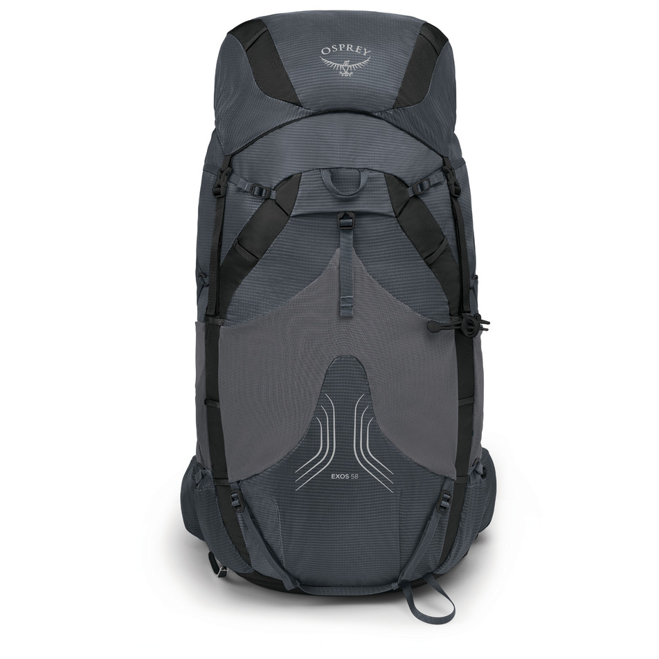 Turistický batoh Osprey Exos 58 Velikost zad batohu: S/M / Barva: šedá