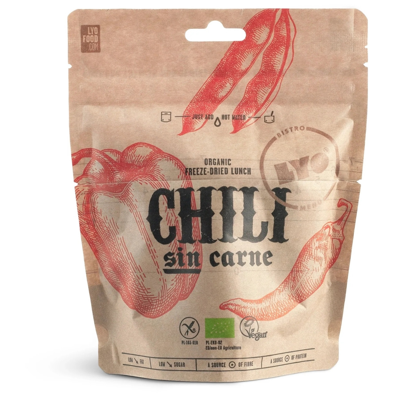 Dehydrované jídlo Lyo food Chili sin carne s polentou 270 g